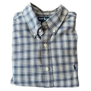 Ralph Lauren Shirt‎ Mens Extra Large Black Beige Plaid Buttondown Blake Cotton